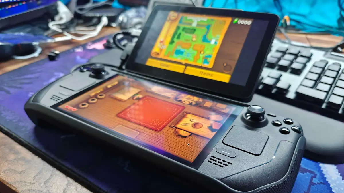 Nifty angle of the Steam Deck 3DS OLED - Retro Handhelds Nifty angle of the Steam Deck 3DS OLED
