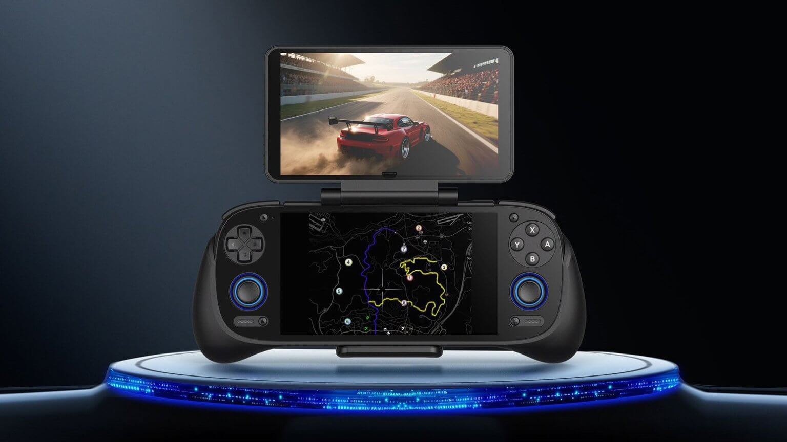 Retroid Pocket 5 with Dual-Screen Add-On Render