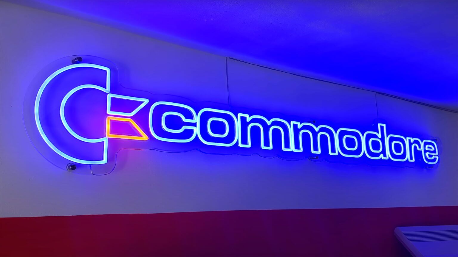 Commodore LED Sign on Wall