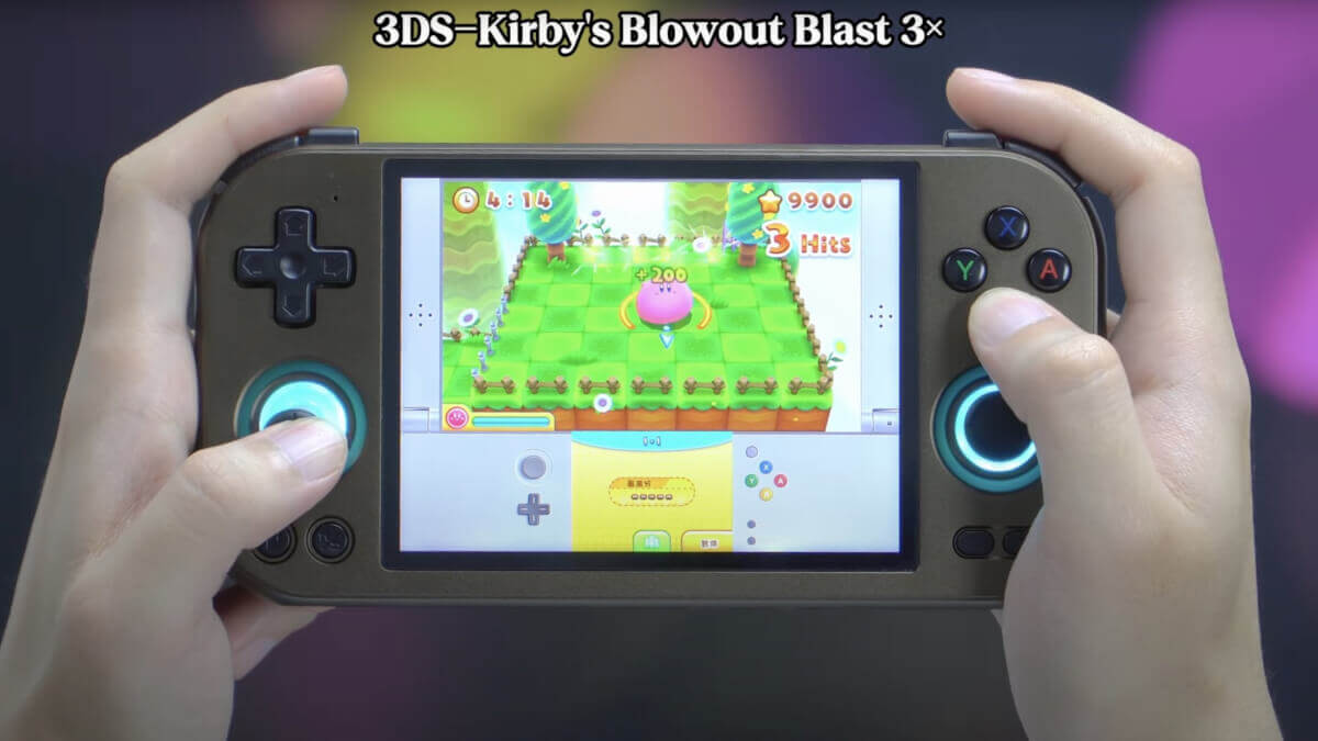 Kirby's Blowout Blast at 3x on the Anbernic RG477M