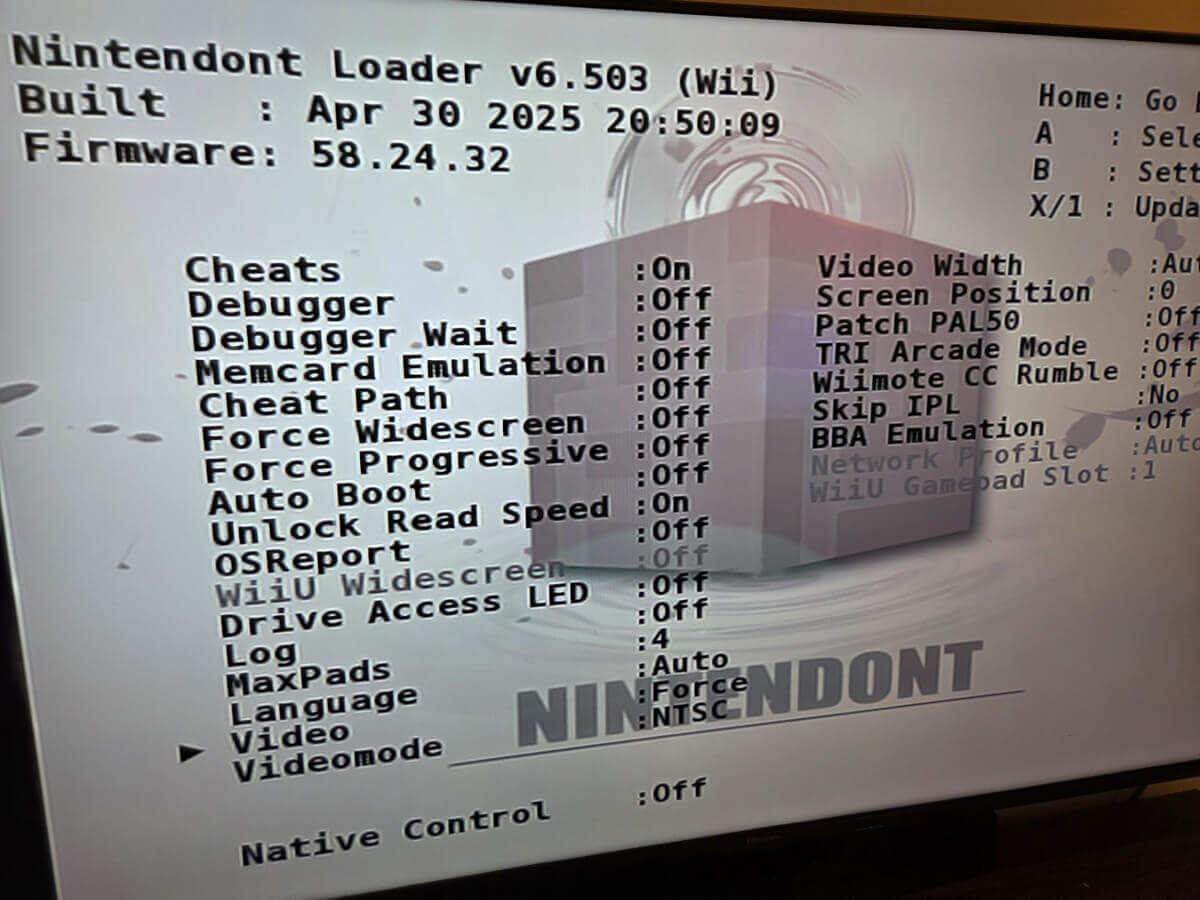 Nintendont menu