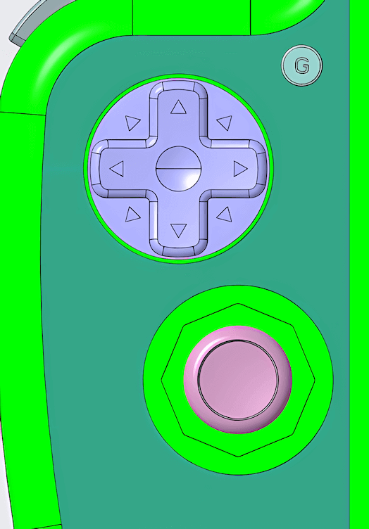Production render of the Retro45 dpad analog stick