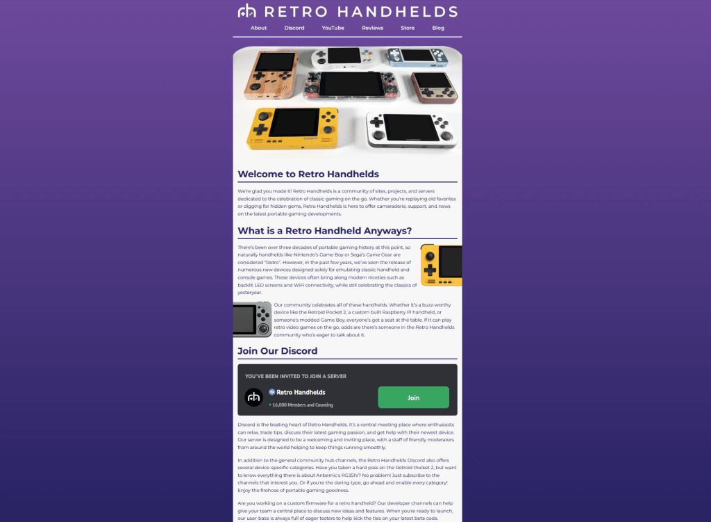 Retro Handhelds Website - 2022