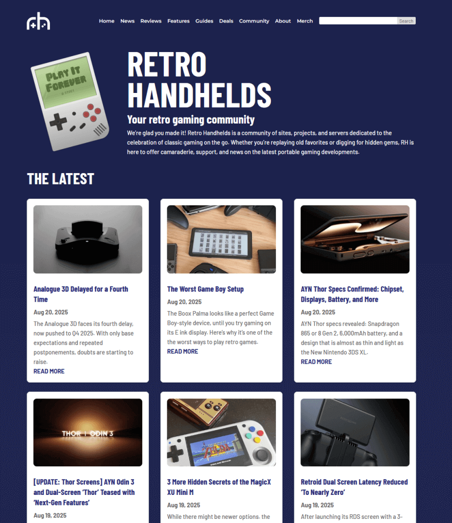 Retro Handhelds Website - Current