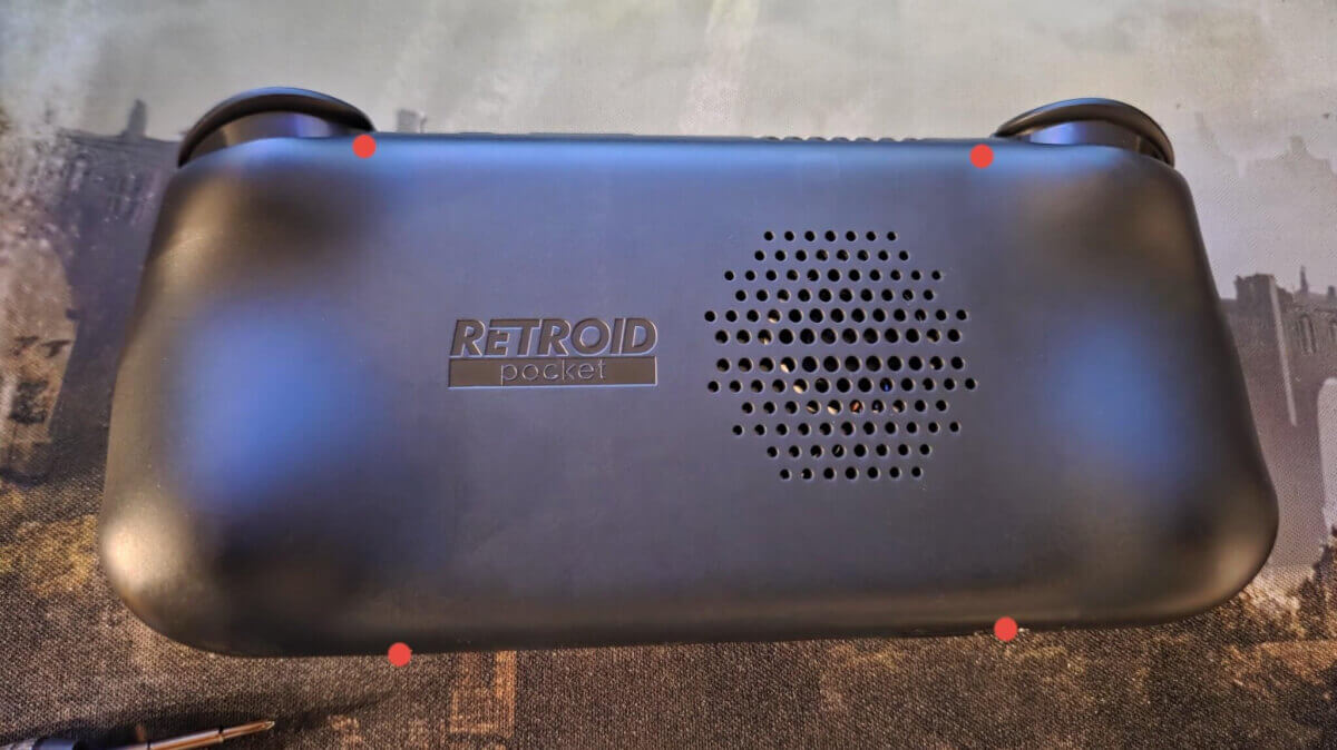 Remove Back Cover from Retroid Pocket Mini - Screw Locations