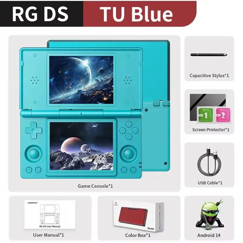 Anbernic RG DS Turquoise Blue Overview - Retro Handhelds Anbernic RG DS Turquoise Blue Overview