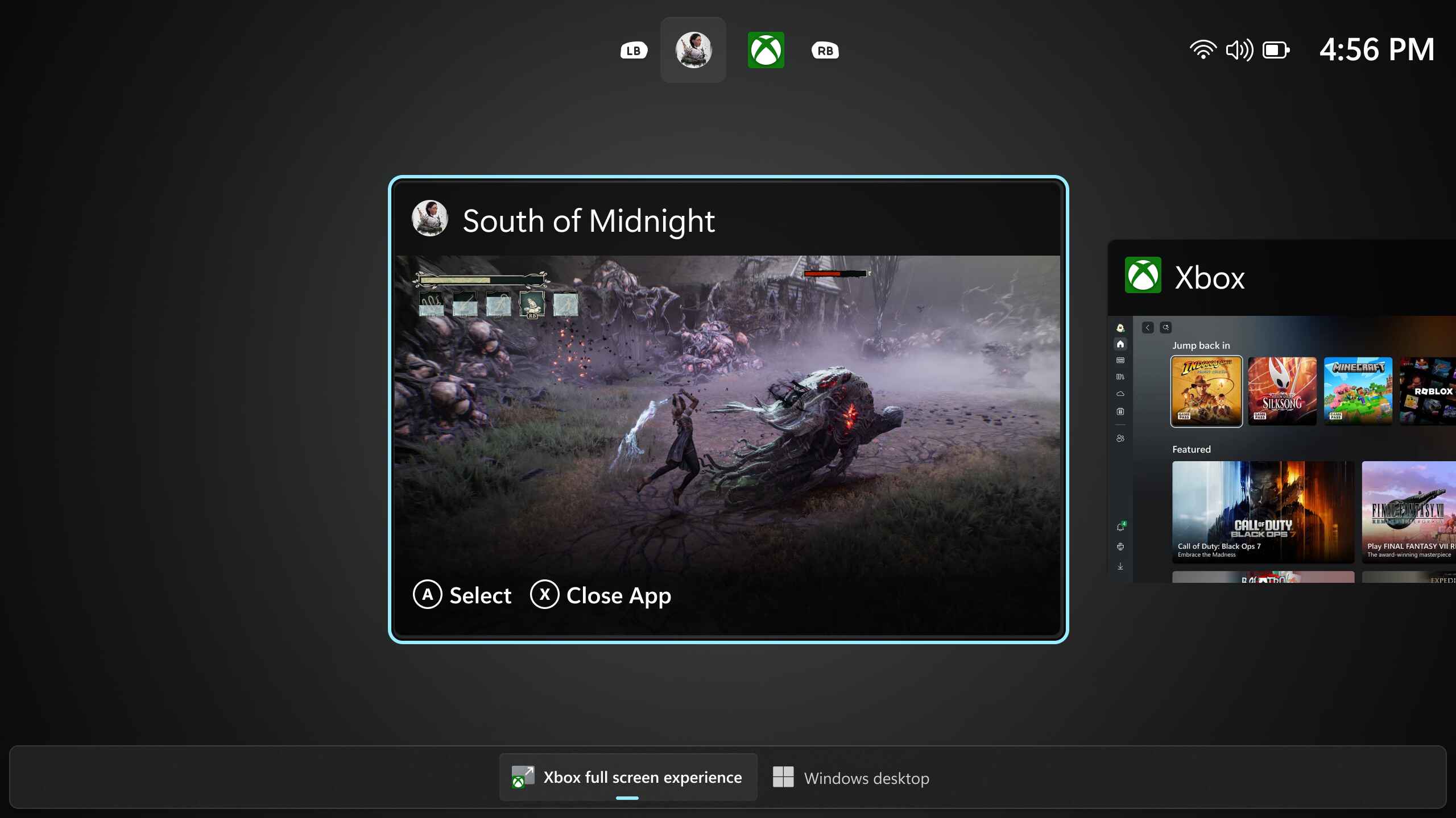 Xbox Full Screen Experience Screenshot