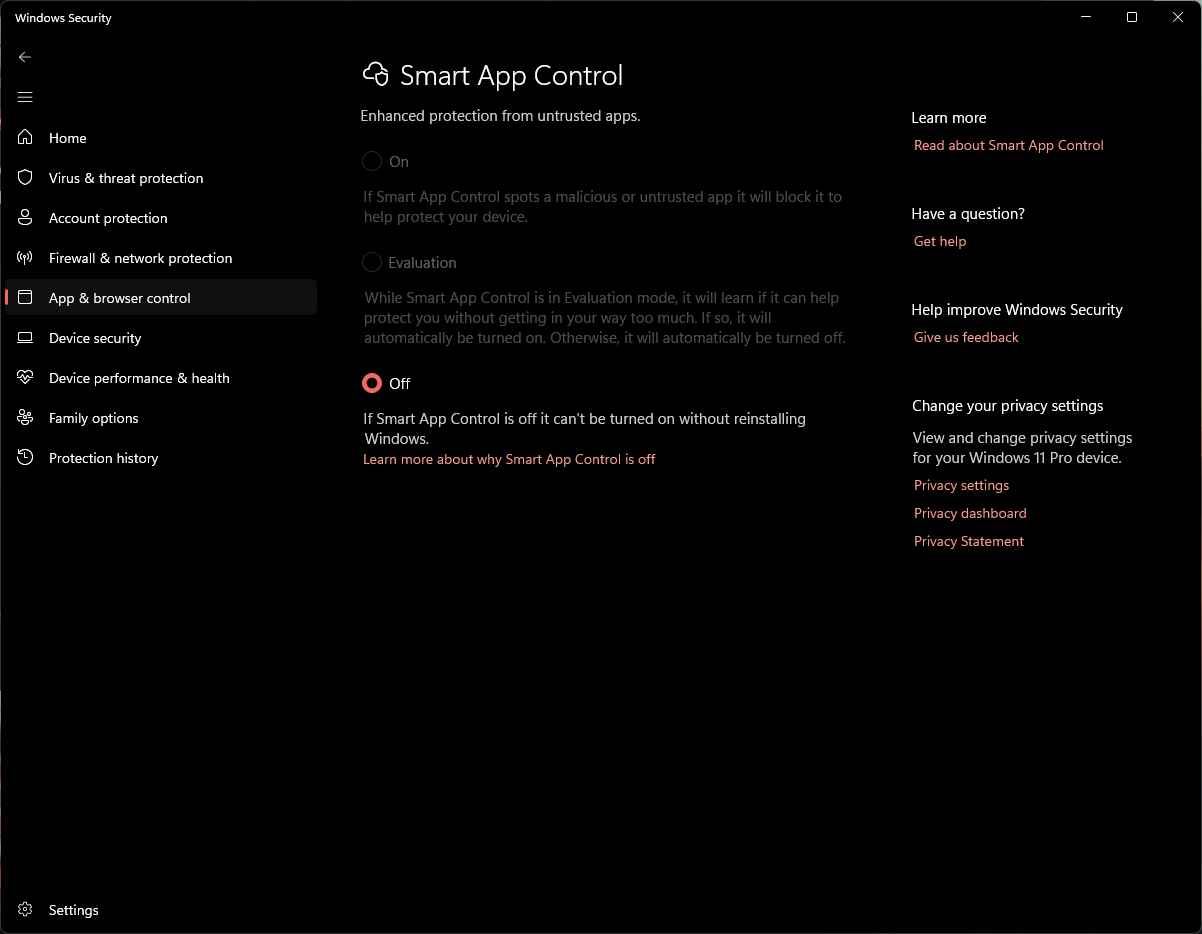 Turn Off Smart App Control Settings in Windows - Retro Handhelds Turn Off Smart App Control Settings in Windows