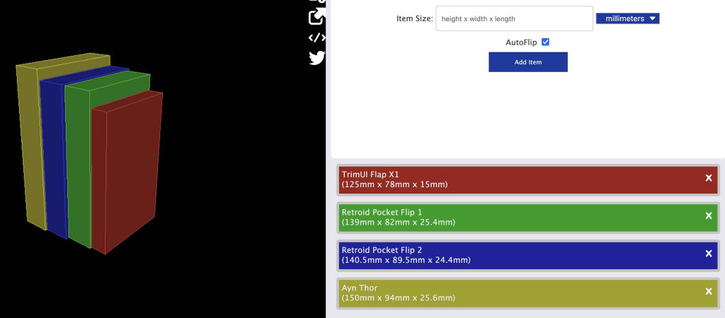 TrimUI Flap X1 CAD Dimensions Comparison