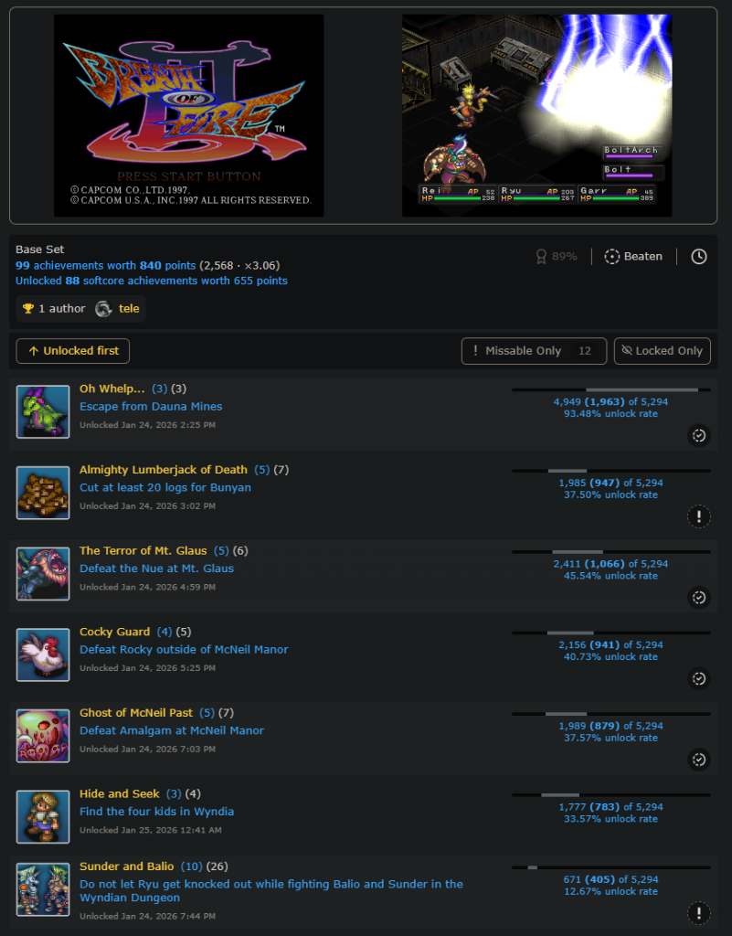 Breath of Fire III RetroAchievements