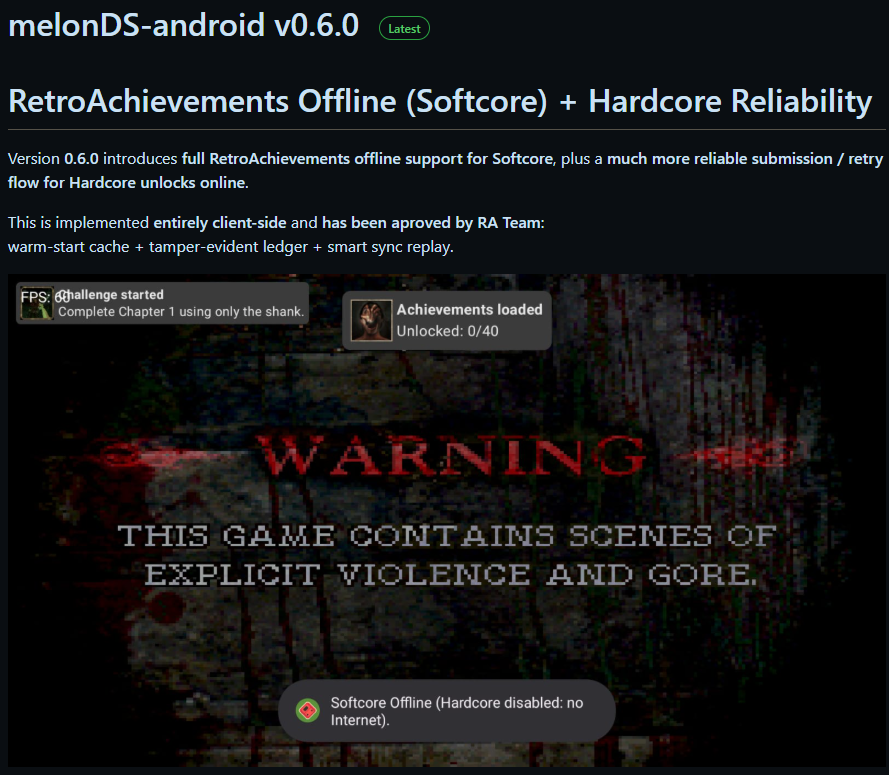 melonDS Offline RetroAchievements