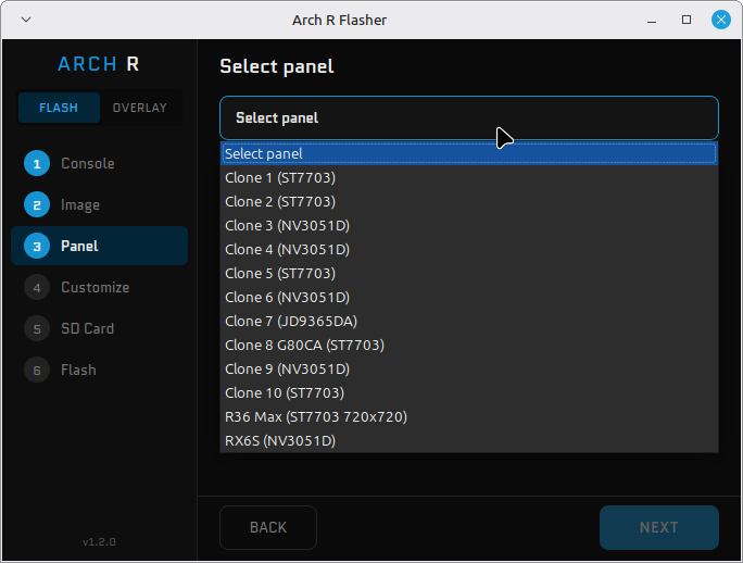 Arch_R_Flasher_Select_Panel
