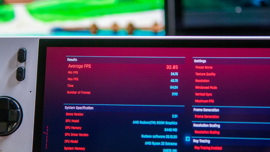 MSI Claw A8 Review - Cyberpunk 2077 Benchmark