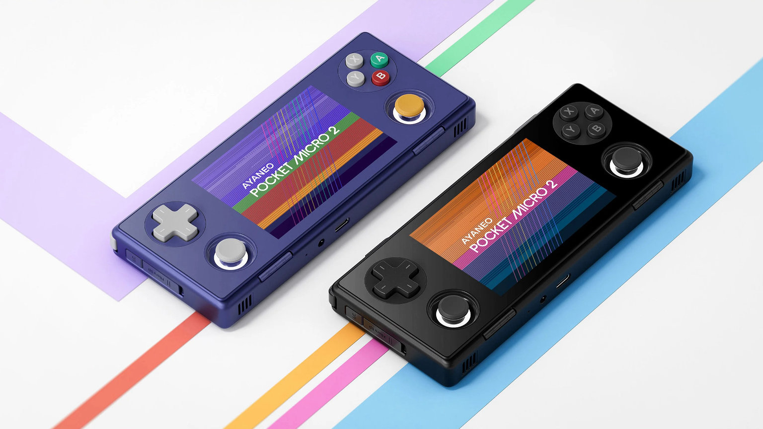 AYANEO Pocket Micro 2 in Midnight Black and Stardust Purple