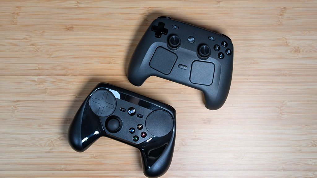 Steam Controller Review - Original Steam Controller and 2026 Steam Controller Top-down View | Retro Handhelds Steam Controller Review - Original Steam Controller and 2026 Steam Controller Top-down View