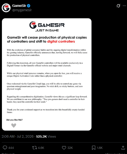 GameSir Physical Copies Meme on X | Retro Handhelds GameSir Physical Copies Meme on X