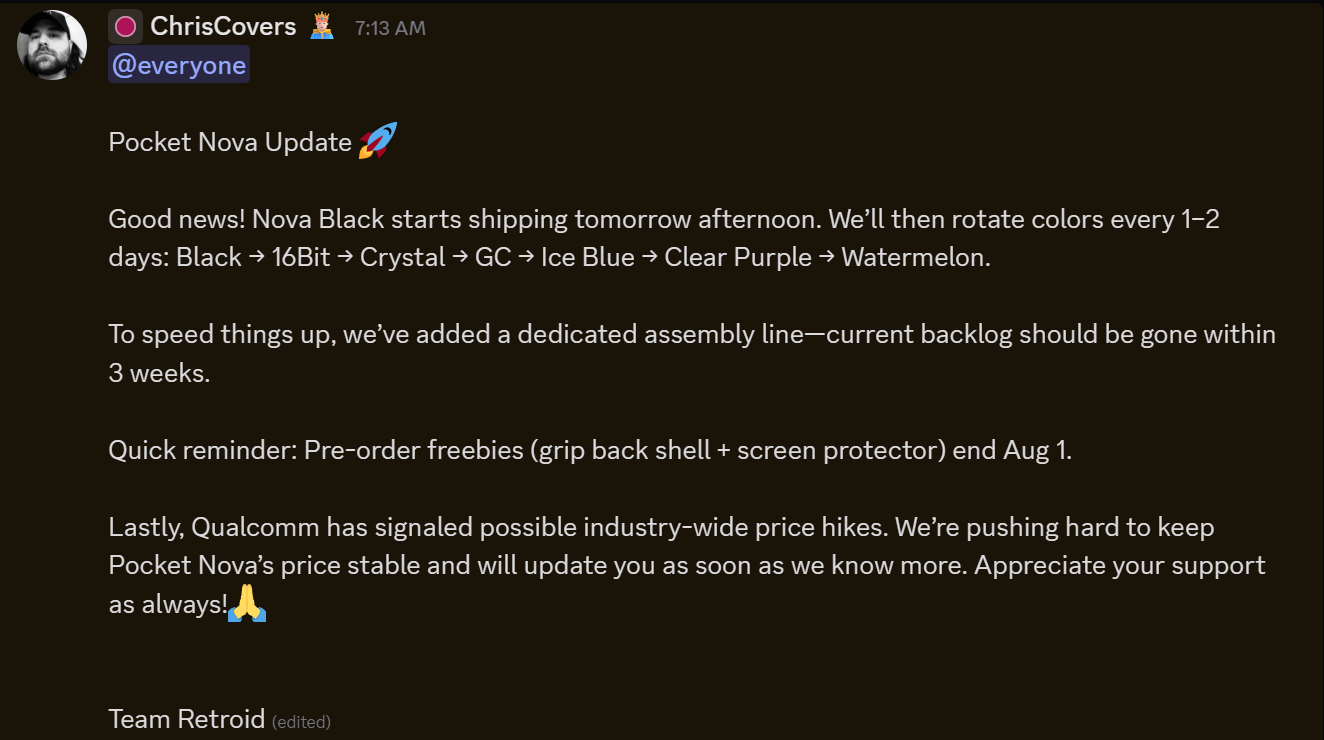 Retroid Announcement Adjusted
