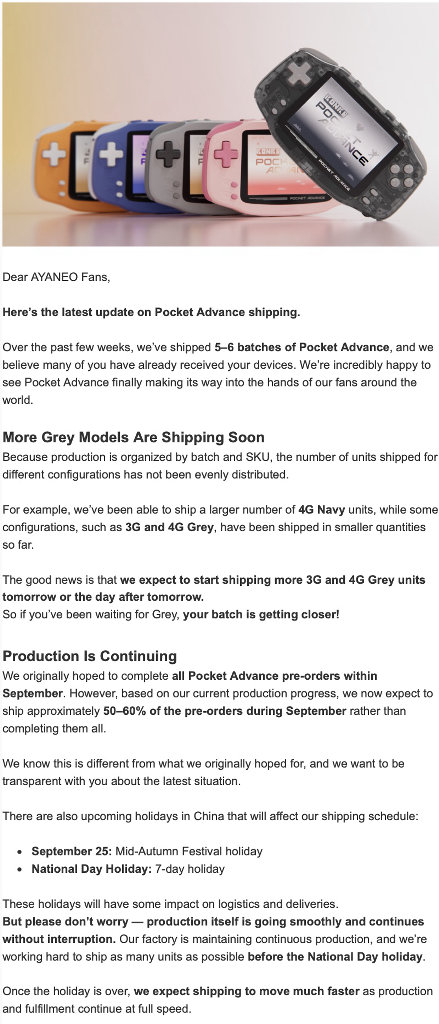 KONKR Pocket Advance Shipping Update Email 439x1024 | Retro Handhelds KONKR Pocket Advance Shipping Update Email 439x1024