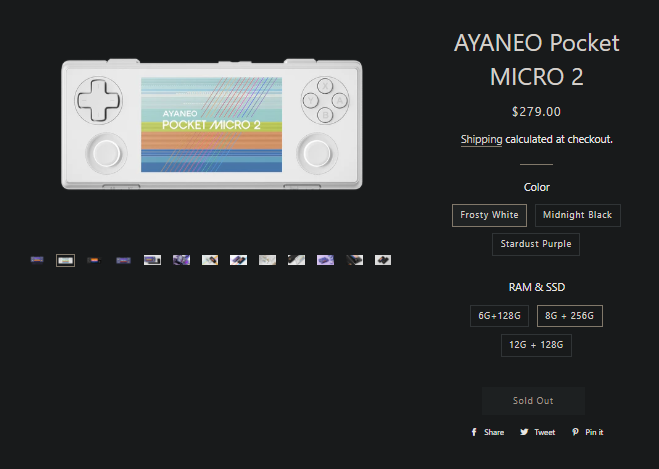 Pocket Micro 2 on Ayaneo Website