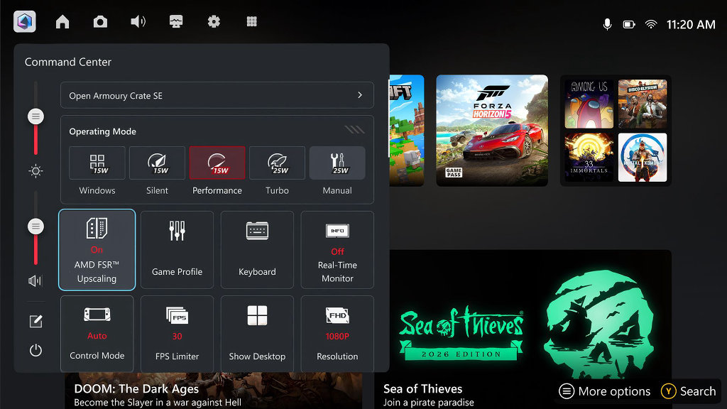 AMD FSR Upscaling Screenshot on ROG Xbox Ally X20 1024x576