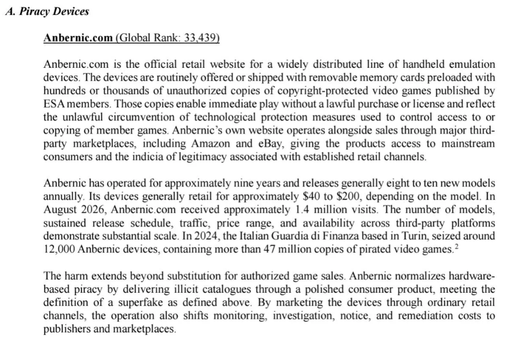 ESA Submission Concerning Anbernic 1024x682 | Retro Handhelds ESA Submission Concerning Anbernic 1024x682